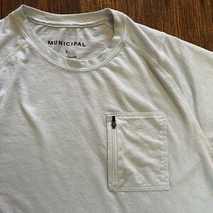Men's Municipal Shirt Beige Solid L Gym Run Gorpcore Activewear City Pocket Zip